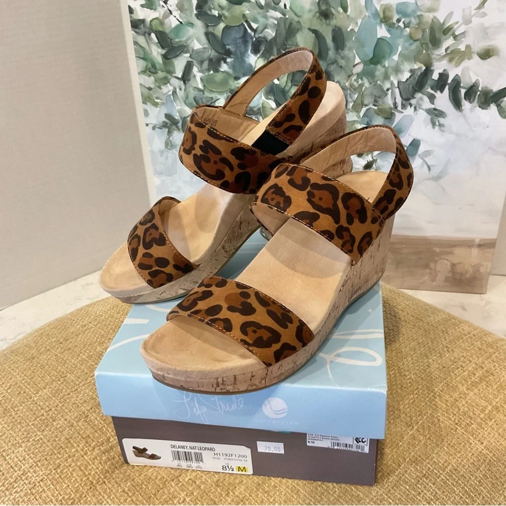 LifeStride Leopard Delaney Slide Sandals Size 9, NEW IN BOX